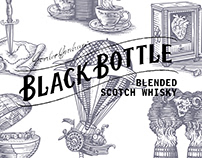 Black Bottle Whisky Illustrations by Steven Noble