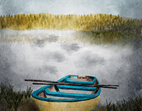 Rowboat Digital Watercolor Painting