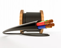 3d illustration of Industrial electric wire