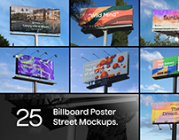 25 Billboard Poster Street Mockups - PSD