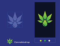 CannabisDrop Logo Design ( Cannabis leaf + Drop Icon )