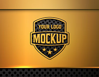 Logo Mockup On Gold And Black Background