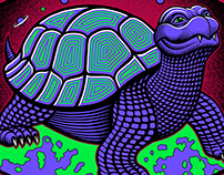 Giant UV Turtles T-shirt illustration