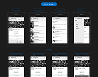 UX Wireframes for Events mobile app
