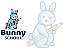 Bunny School Kids Logo Template