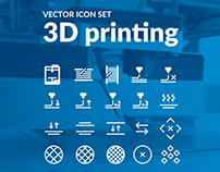 Vector icon set - 3D printing
