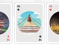 Playing cards - Landmark thematic illustrations