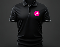 black polo shirt mockup with logo
