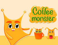 Coffee monster brand character for cafe