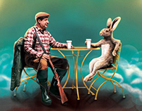 illustration "Hunter and hare"