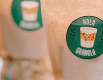 Логотип и наклейка-этикетка для гранолы HOLA GRANOLA