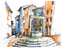 sketching San Gimignano