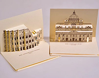 3D Popup Kirigami postcards with Italian Monuments
