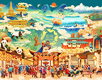 Packaging illustration of Dawei New year goods蜀味年货包装插画