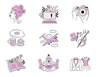 Vector hand drawn icons for the wedding website and app