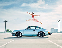 "Dancer Lia with a Porsche 911 from 1981"