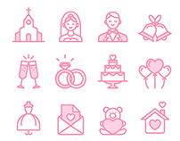 Love & Wedding icon set
