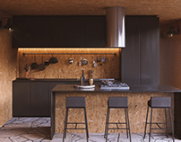 CGI - Chapada Cabin - Living Room and Kitchen