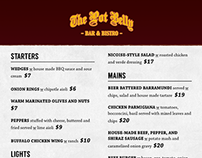 Menu and logo for The Pot Belly Bar & Bistro