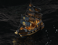 Pirate ship - Low Poly 3D