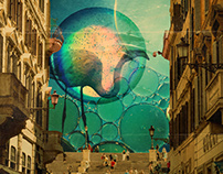 Digital collage art - In a bubble