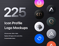225 Icon Profile Logo Mockups - PSD