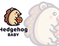 Hedgehog Baby Cute Logo Template