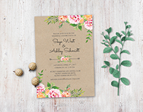 Watercolour Floral Wedding Invitation