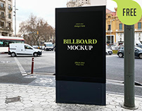 Free Billboard on the Street Mockup