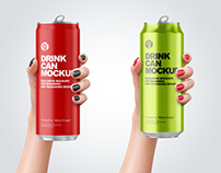 Aluminium Drink Can in a Hand Mockup PSD 4k