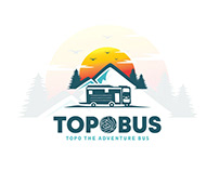 Topo the Adventure bus logo design