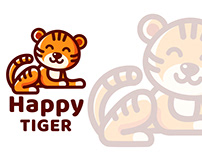 Happy Tiger Cute Logo Template