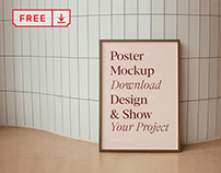 Free Poster on the Floor Mockup
