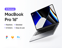 12 MacBook Pro 16" Mockups Scenes