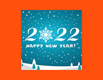 2022 Happy New Year Blue Background