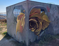 Buble rose mural
