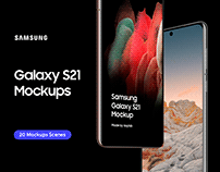 Samsung Galaxy S21 - 20 Mockups Scenes - PSD