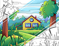 COLORING BOOK "COUNTRY HOUSES". Illustrations & design