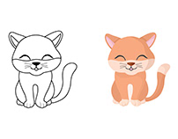 Children's coloring illustration with cute animals