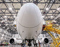 Widebody hangar with Dreamliner, WestJet, Calgary