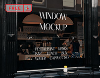 Free Restaurant Window PSD Mockup