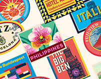 Travel Stamps Luggage Cover