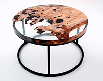 Olive Wood & Resin Side Table