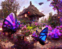butterflies in an enchanted forest