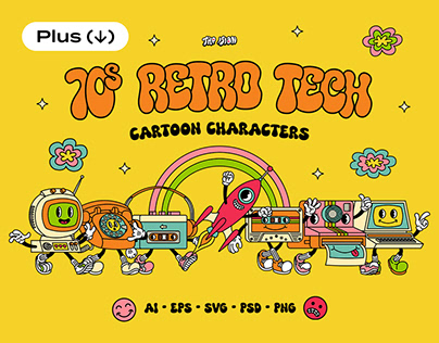 70s Retro Tech Cartoon Characters