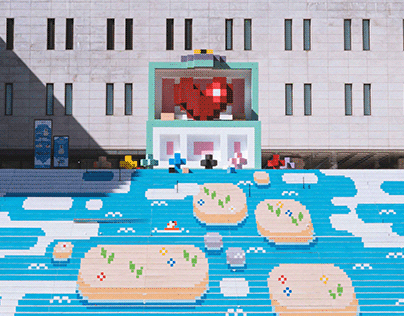 Pixels scattered around Sejong Cultural Center