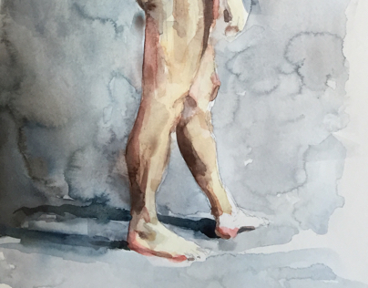 Watercolor study of a man standing
