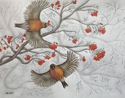 "Winter Birds" by an artist Anastasia Kurganova