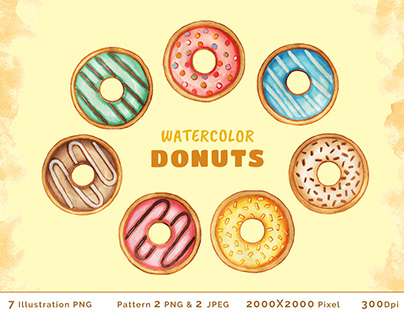 Illustration Watercolor Donuts