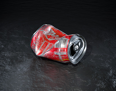 A crumpled soda can (Coca-Cola)